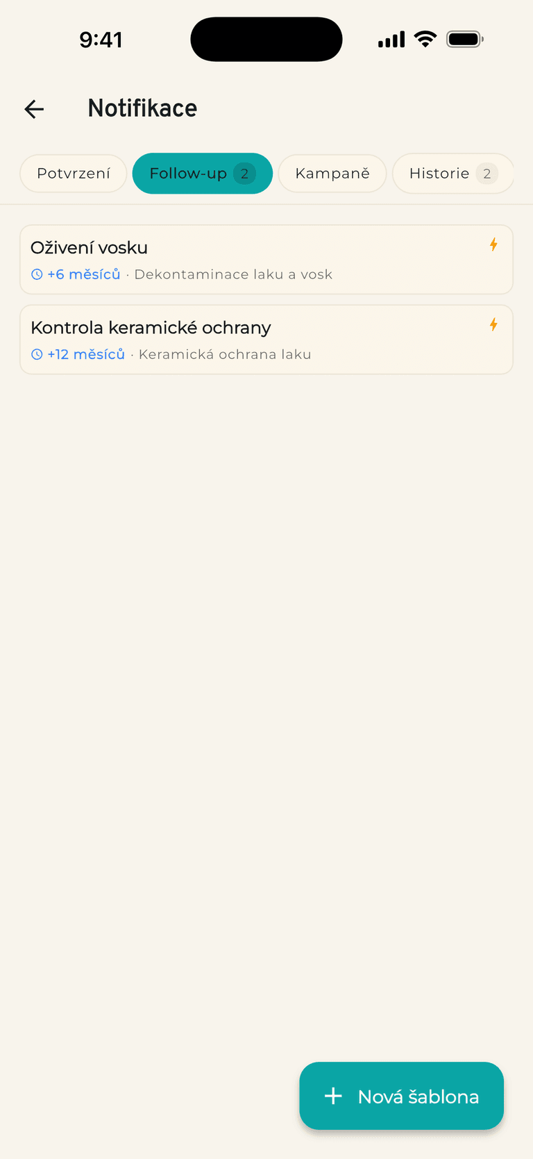Nastavení automatických připomínek v aplikaci Detailero s šablonou následné zprávy zákazníkovi